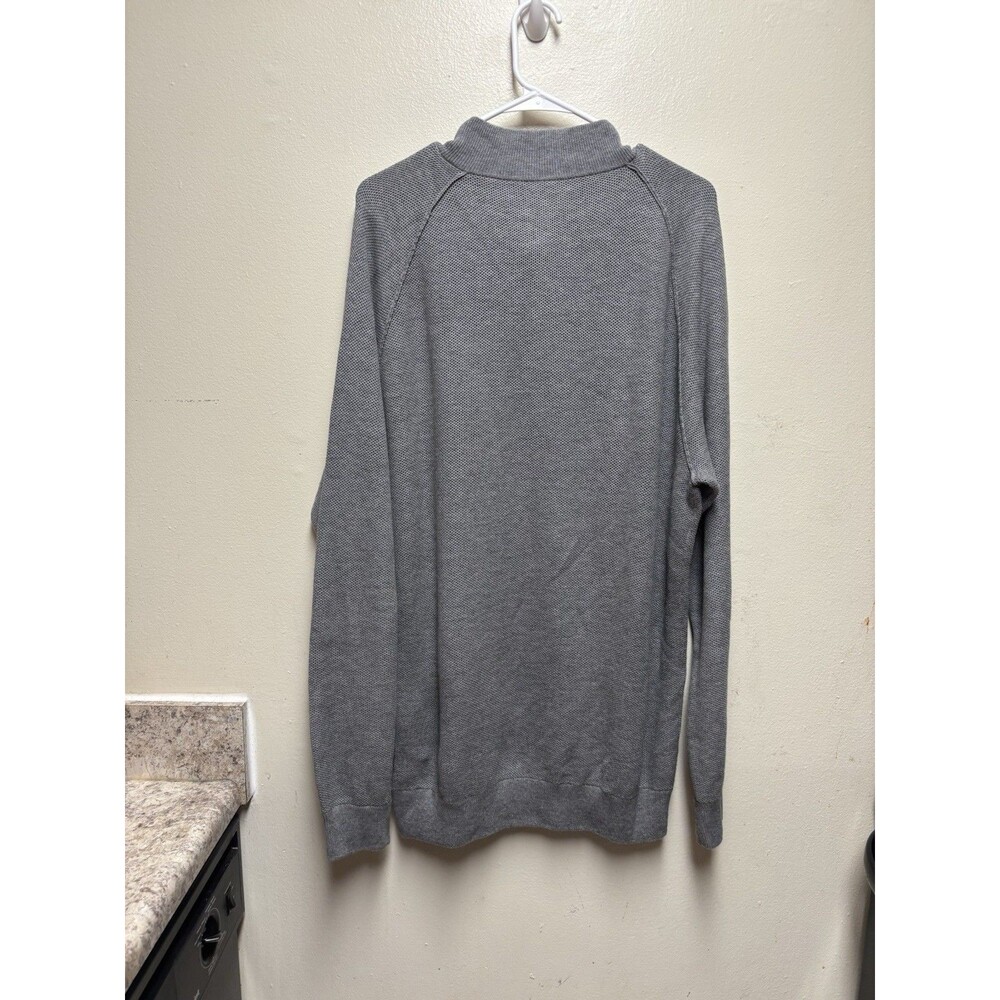Peter Millar Parkway Textured Three-Button Mockneck Sweater Pullover Gale Gray L - Picture 5 of 7